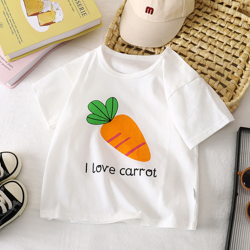 Children's short-sleeve T-shirt pure cotton girls' summer wear infant baby kids' clothing boys' top middle child size