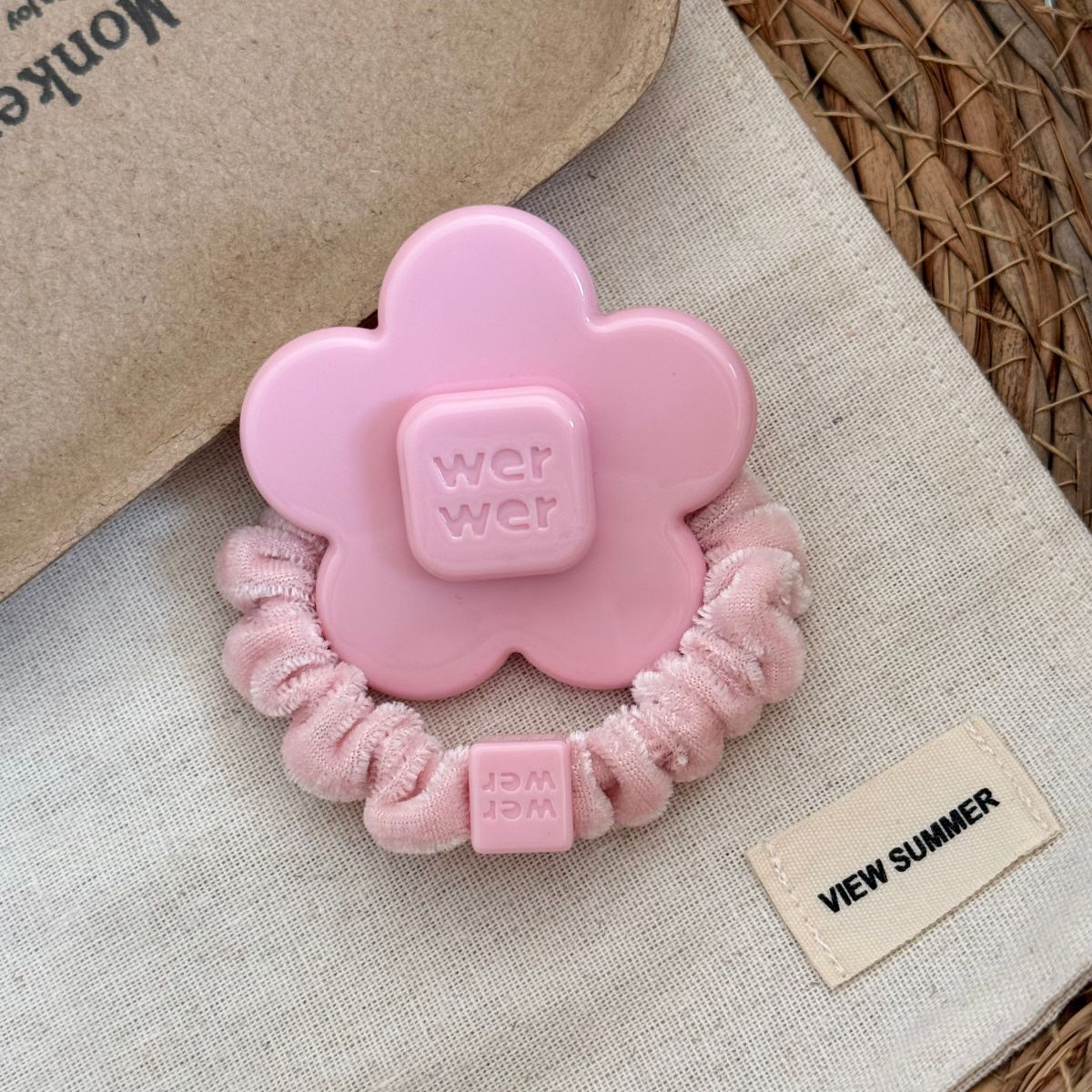 Pink bow hair tie, acetate hair band, stylish and cute hair accessory for girls, Korean-style hair ornament
