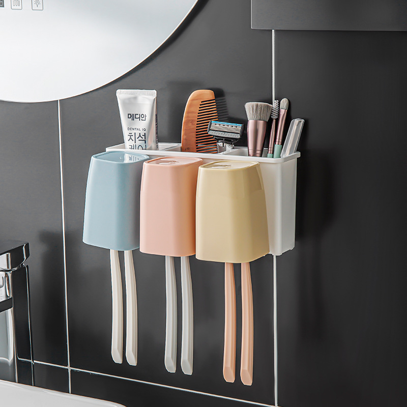 Cepillo de dientes titular de baño ponche-libre de cuatro boca taza de lavado creativo Red rojo cepillo de dientes titular de la taza ponche-traje libre