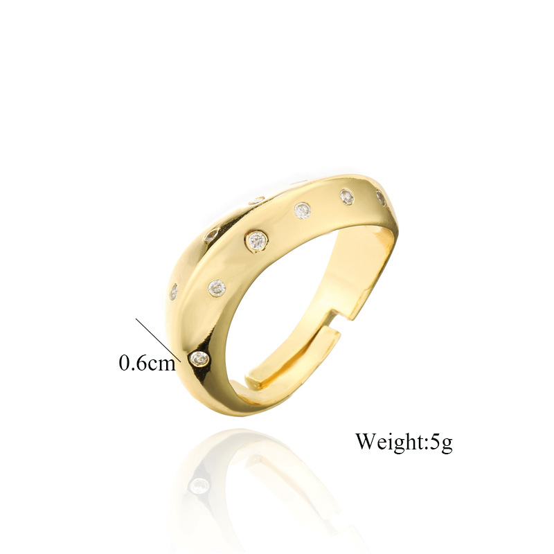 Simple Copper Micro-inlaid Zircon Irregular Opening Ring Wholesale display picture 1