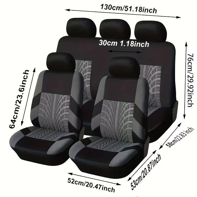 Mexican Temu Foreign Trade Universal Car Seat Cover 9-Piece Set Tire Pattern Press Machine Cross-Border Exclusive Factory Hot-Selling Item