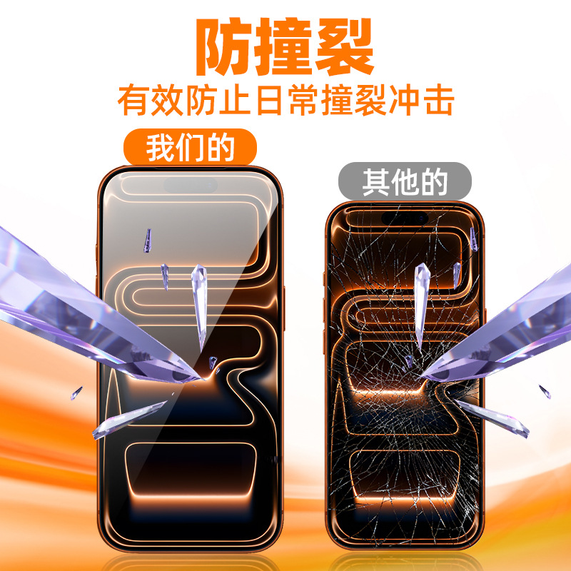 Película de vidrio templado al por mayor transfronteriza para Apple 17, película para iPhone 16 Pro Max, película para teléfono móvil, película de vidrio templado para iPhone 15 sin polvo, directamente del almacén.