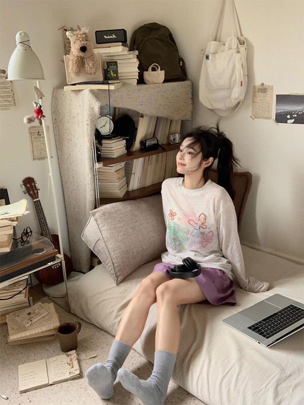 【自家工厂现货】彩色手绘涂鸦防晒罩衫女网纱宽松长袖T恤女上衣|undefined