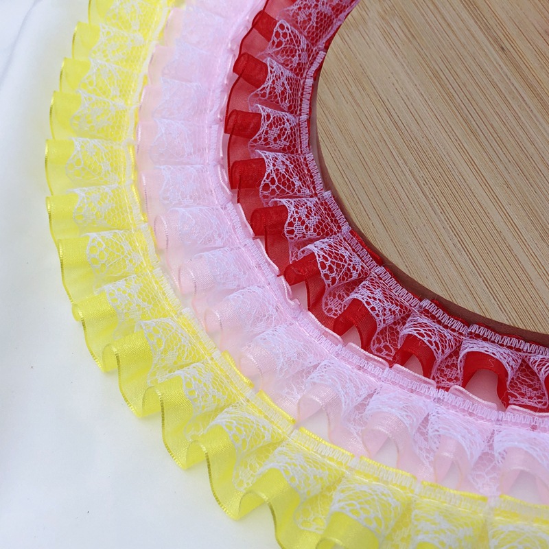 2.5cm 두꺼운 가장자리 원사 흰색 레이스 더블 레이어 인형 레이스 액세서리 사진 앨범 상자 diy 소재 의류 장식