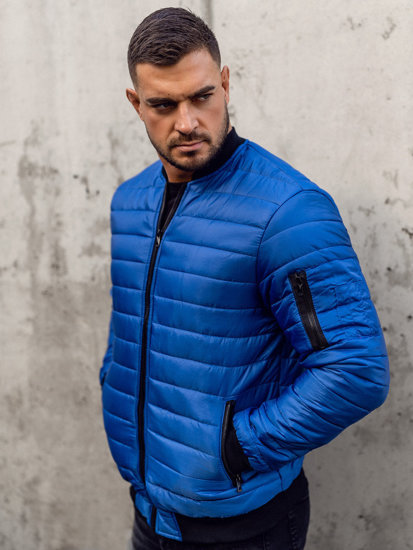 Men's Padded Quilted Stand Collar Warm Cotton Coat Jacket_voghion.com
