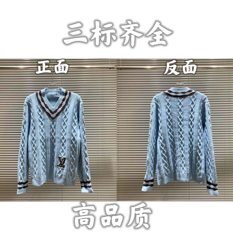 24秋冬新款潮牌字母满身logo圆领针织毛衣男女款宽松休闲上衣|undefined