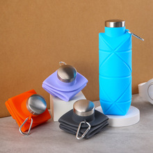 户外创意食品级硅胶便携水壶 运动水瓶water bottle 菱形折叠水杯