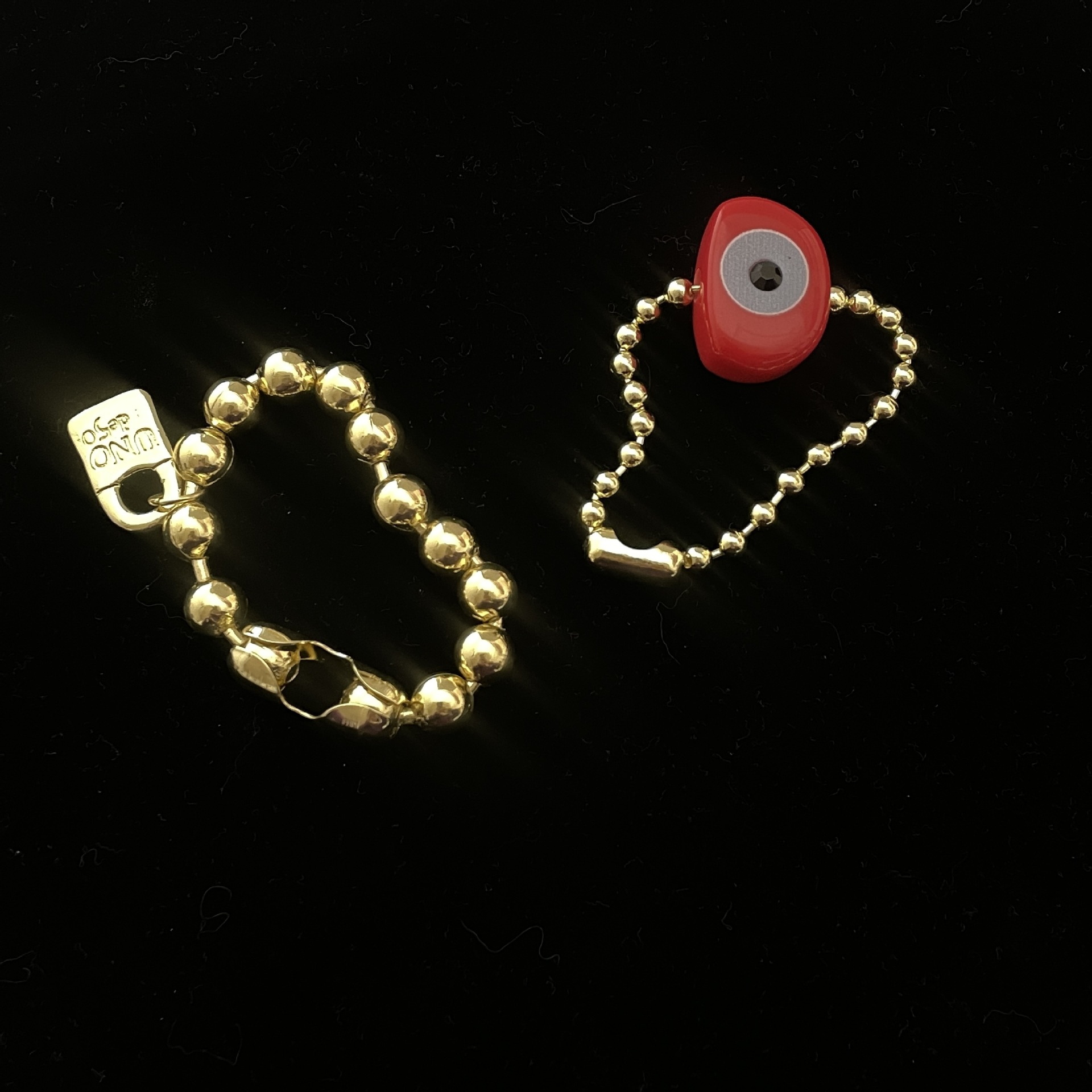 Beaded Cute Big Eye Metal Bracelet European And American Lock Pendant Bracelet display picture 5