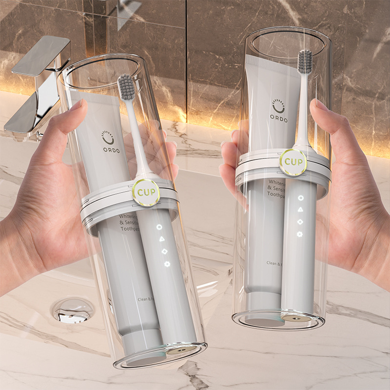 Viaje de lujo ligero taza de enjuague bucal, taza de cepillo de dientes eléctrico doméstico, taza de aparatos dentales portátiles, conjunto de taza de enjuague simple
