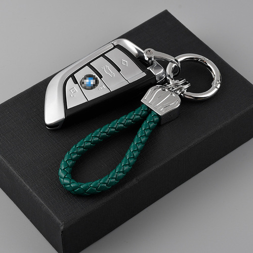 Creative handmade woven rope car keychain personalized fashionable key ring metal leather rope bag hook key chain