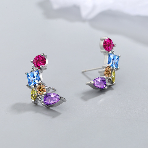 Cross-border fashion colorful zirconia earrings for women, Western and Eastern temperament, personalized earrings.