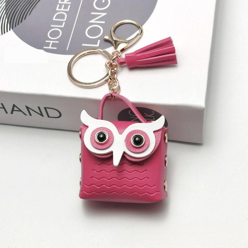 Cross-border Korean Creative Leather Owl Coin Purse Keychain Cute Cartoon Bag Pendant Car Tassels Chain