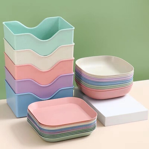 Wheat straw spit-bone dish household plastic snack fruit plate dining table garbage plate dipped sauce slag plate plate delivery