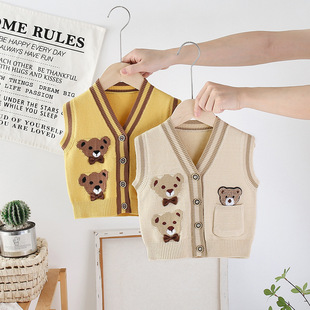Boys and Girls Knitted Vest Spring & Fall Outer Wear 2023 Baby Sweater Baby Wool Vest Baby Sweater Vest