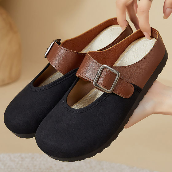 Baotou Half Slippers Women's Outer Wear New Summer Retro Japanese Casual Flat Ugly Cute Soft Bottom Birkenneth Shoes for Children