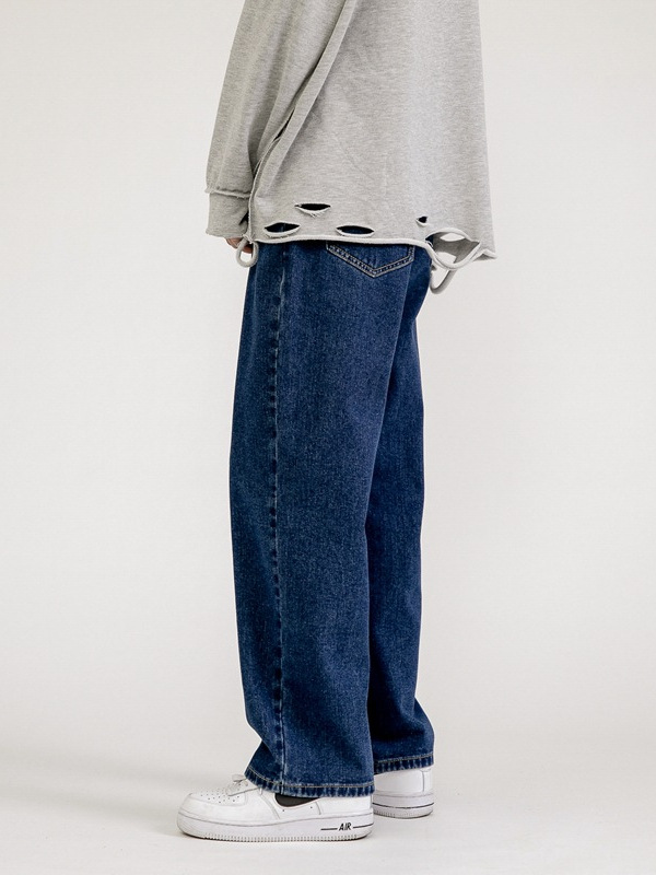 LKTM para hombre # jeans para hombre Four Seasons 2024 nuevo estilo ins pantalones de trapeador casuales de pierna ancha y recta sueltos