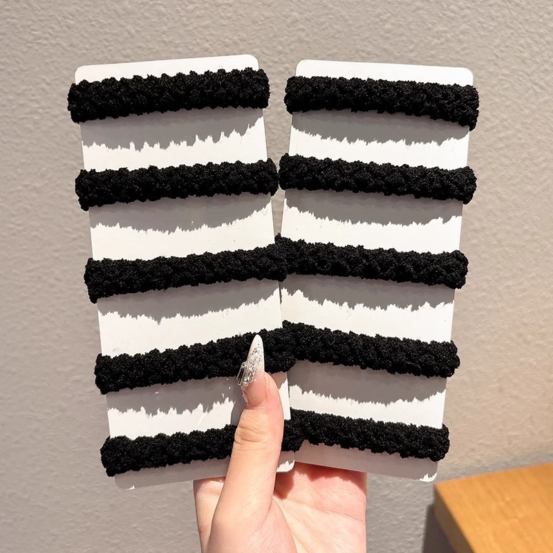 Cauda de caballo alta no colapsa gruesa correa de cabello anillo de cabello negro no estrangula cabello de cabello de alta elasticidad tocado para mujeres