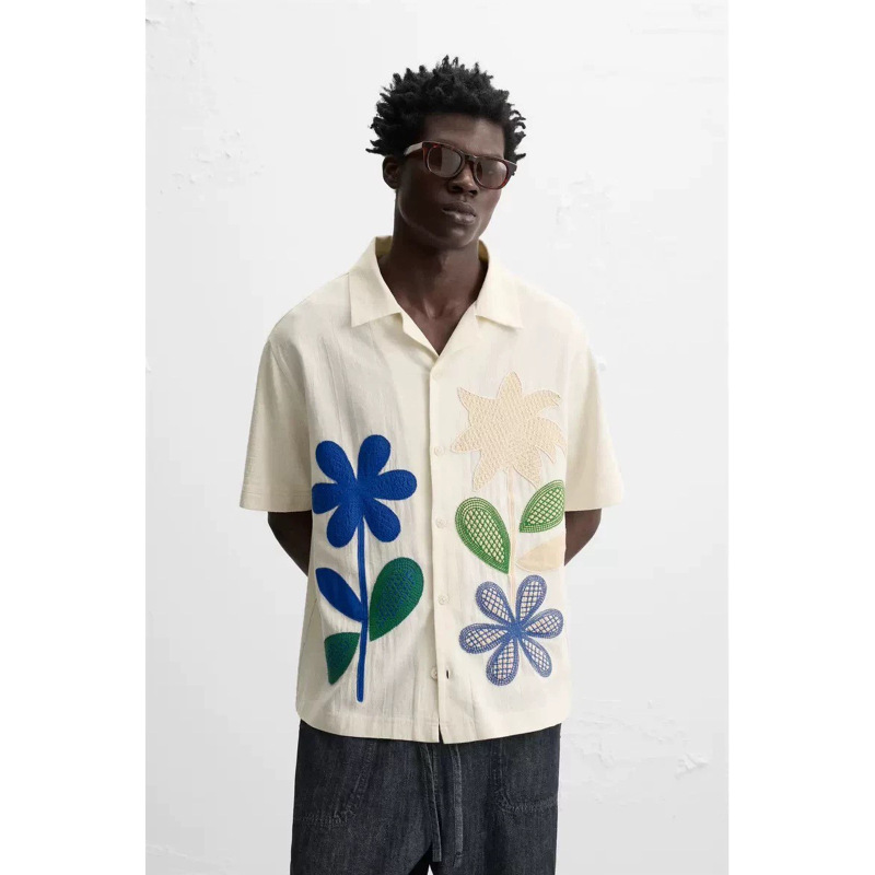 2025 Cross-Border Amazon New Summer New 3D Shirt Loose Contrast Printed Short-Sleeved Shirt Summer 2025 Cross-Border Amazon New Summer New 3D Shirt Loose Contrast Printed Short-Sleeved Shirt Summer