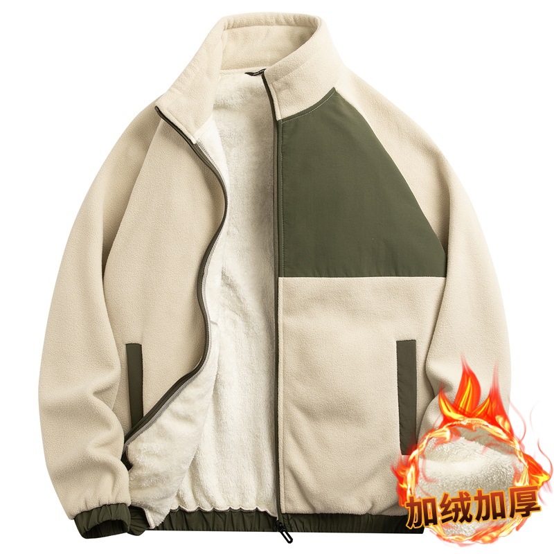 Camiseta de manga larga al aire libre transfronteriza engrosada con camisa encapuchada de lana pesada otoño y invierno con cremallera suéter hombre grueso personalizado