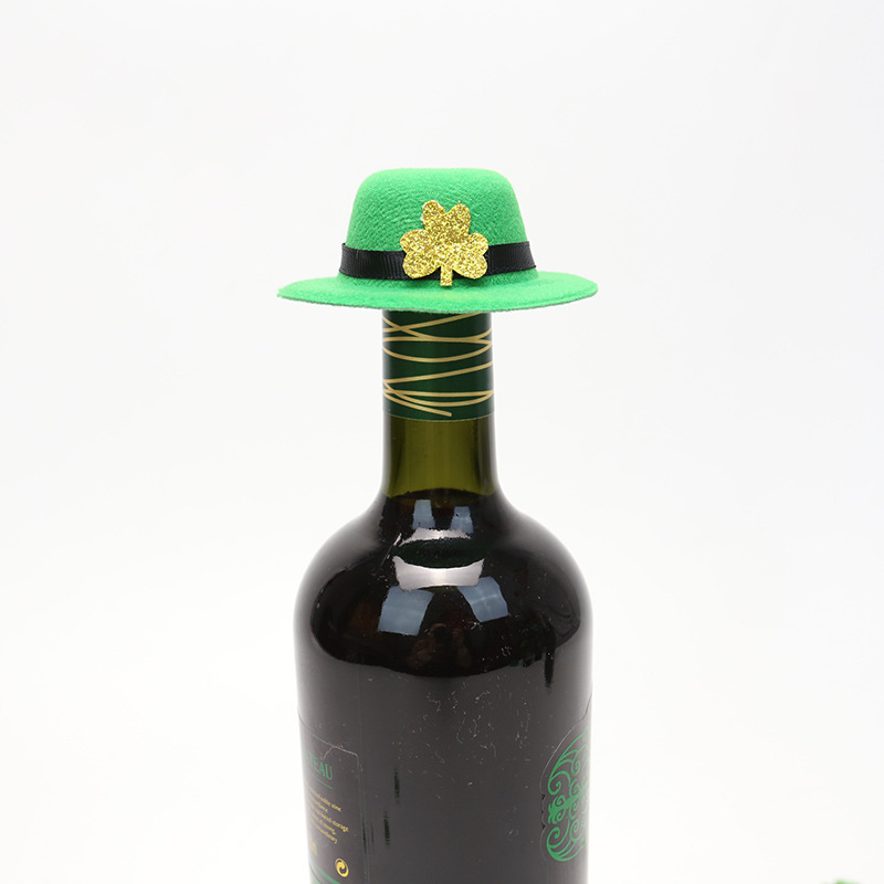 Zilin transfronteriza irlandés escena del partido diseño props St. Patrick botella de vino decoración verde tapa de la botella de vino