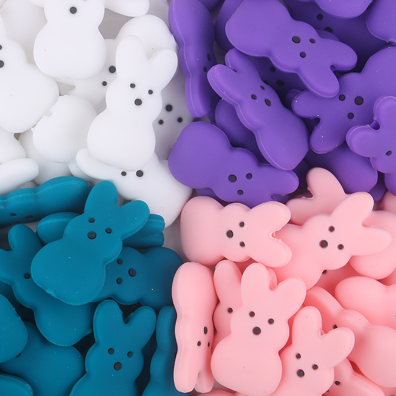 Fábrica nuevo conejo de dibujos animados cuentas de silicona accesorios de bolígrafo cuentas cuentas sueltas joyas de bricolaje para niños cuentas de silicona al por mayor