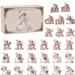 新品圣诞节倒计时日历盲盒字母雪人挂件节庆礼品亚克力平面挂饰