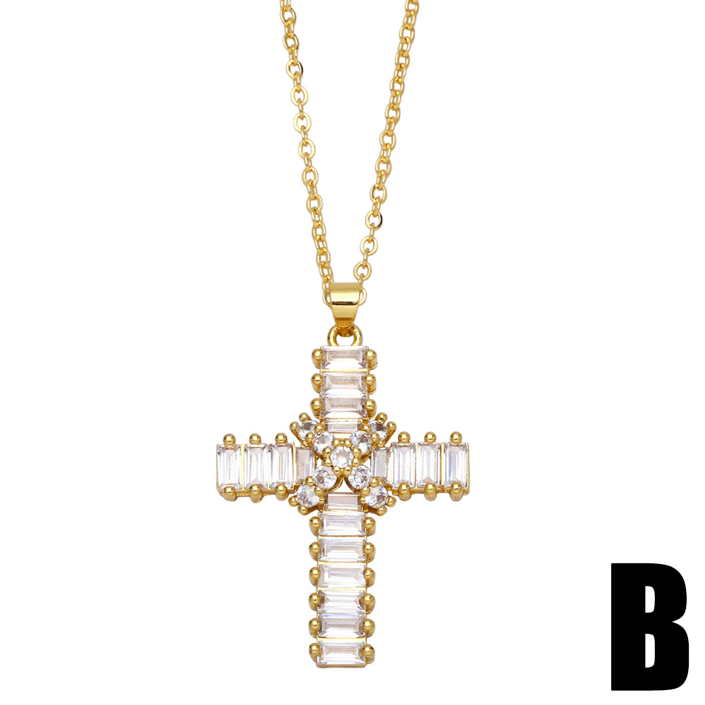 hip-hop full diamond cross micro-inlaid zircon pendant necklace wholesale