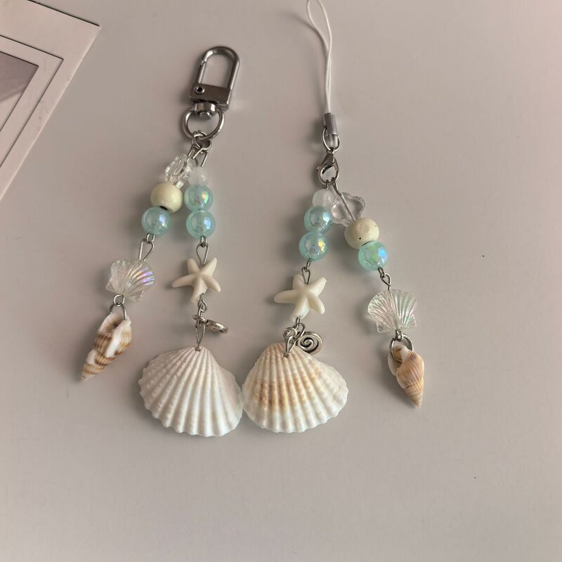 Handmade Shell Starfish Mobile Phone Chain Headphone Chain Ins Style Bag Hanging Camera Polaroid Pendant Keychain