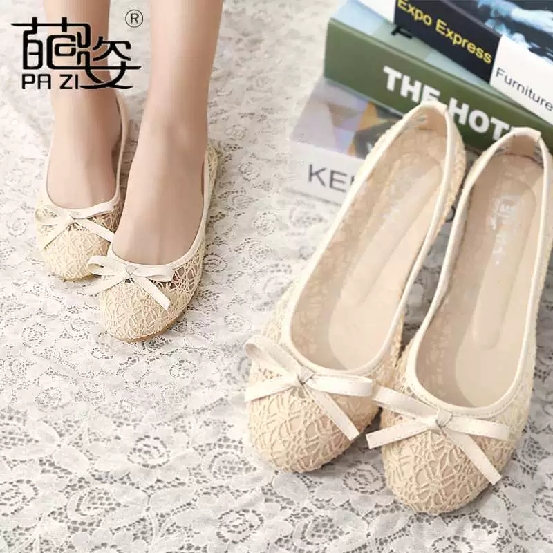 Женские плоские тканевые туфли весна 2025, новая модель, кружевные сетчатые, дышащие, нескользящие, для беременных, ботинки-бини