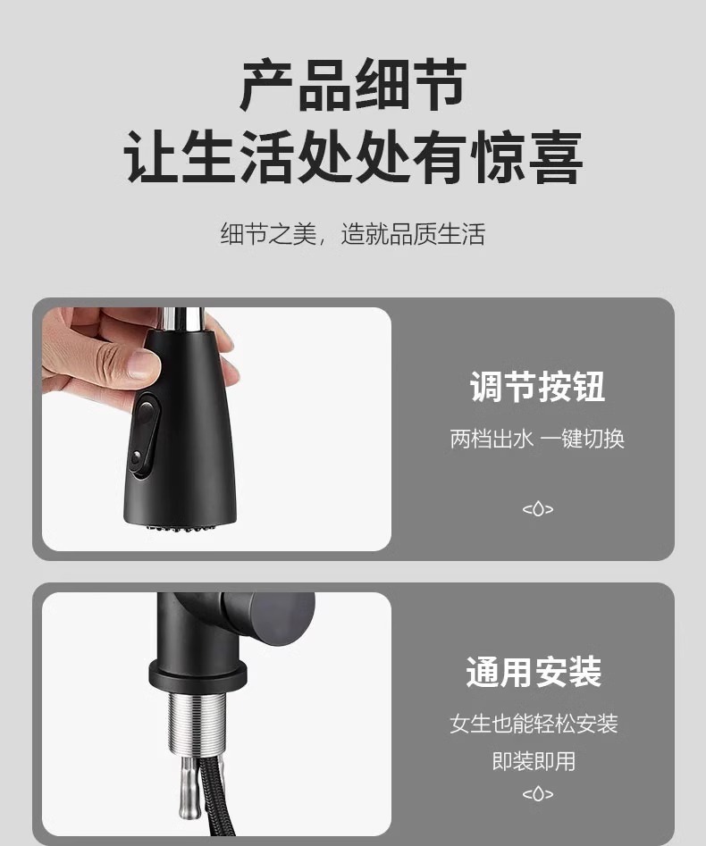 Stainless steel pull-out faucet, hot and cold sink, rotating sink, telescopic household item, free shipping undefined