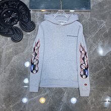 21SS正确版 Chrome Hearts Matty涂鸦火焰十字花臂连帽卫衣情侣款