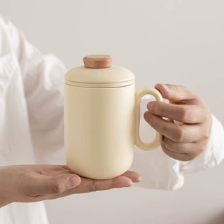 陶瓷大容量带盖茶水分离过滤泡茶杯马克杯个人专用家用茶水杯制定