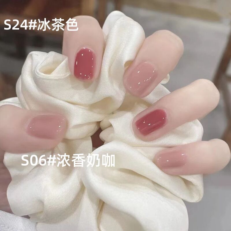 可撕拉无异味裸色指甲油免烤可剥水性快干细闪冰透显白学生美甲|undefined