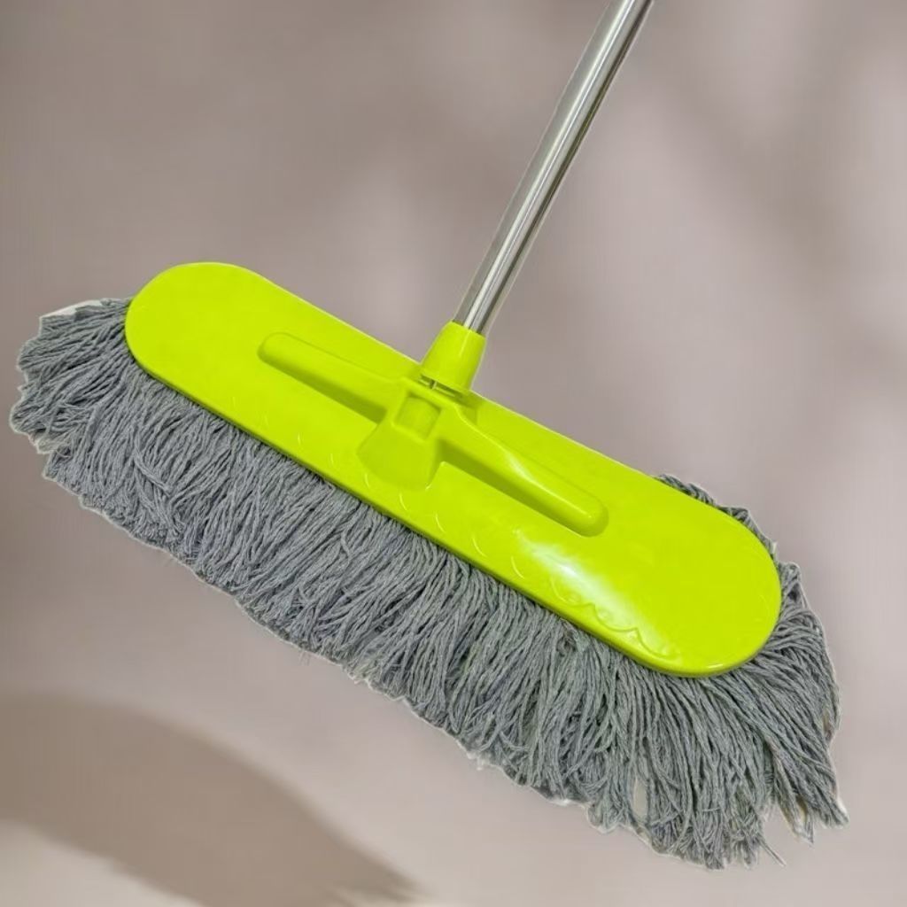 Floor Mop for Living Room, Hotel, Home Use, Flat Cotton Line Mop, One-Push Dust Removal, Dual-Use for Dry and Wet, Long Single-Drive