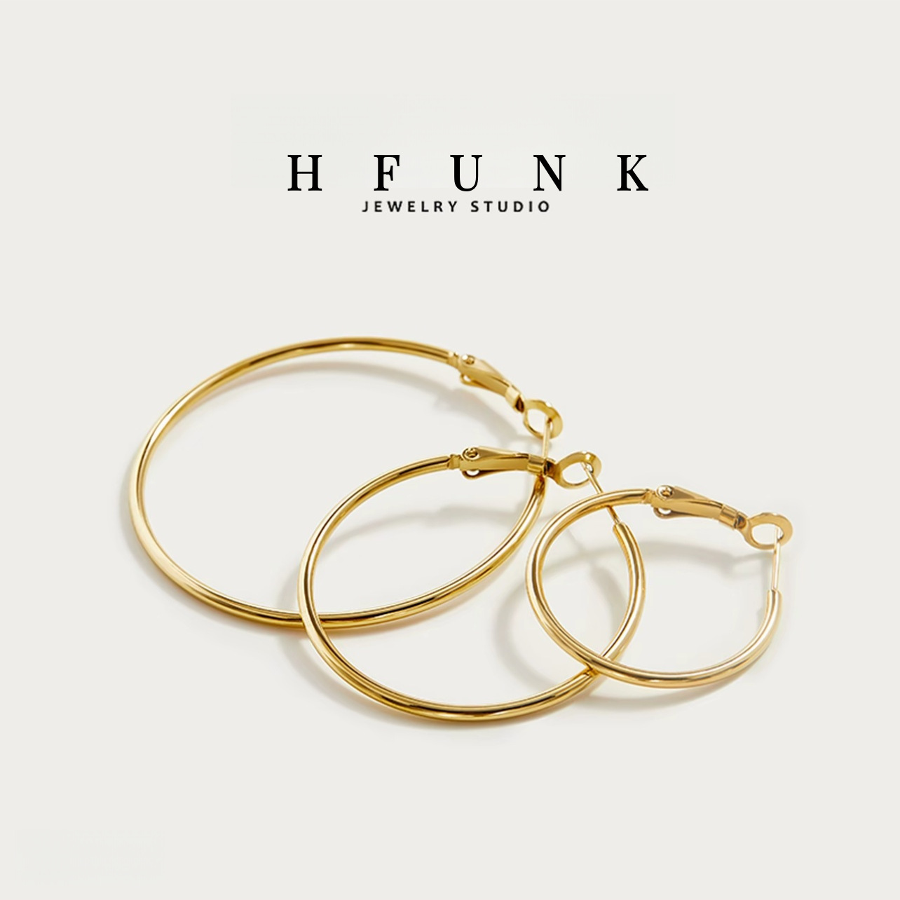 Titanium Steel Earrings Minimalist Cool Style Exaggerated Large Hoop Earrings Female Celebrity Plain Hoop Studs Large Hoop Titanium Steel
