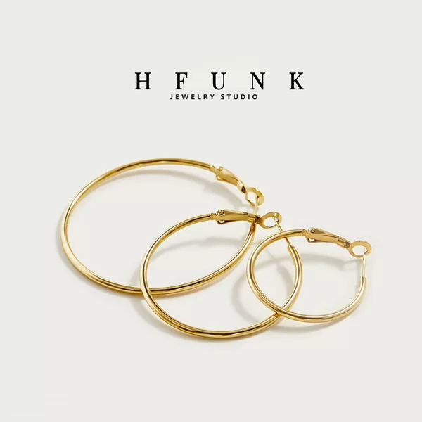 Titanium Steel Earrings Minimalist Cool Style Exaggerated Large Hoop Earrings Female Celebrity Plain Hoop Studs Large Hoop Titanium Steel