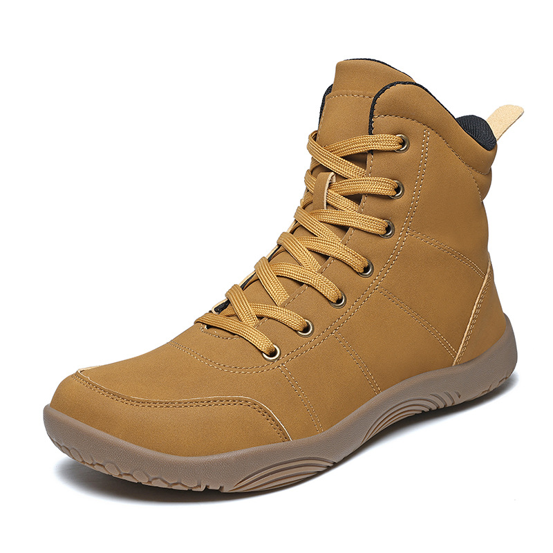 Cross-border Large Size 48 Leather High-top Outdoor Casual Shoes Couples, Toe, Suitable For Wide Feet, Hiking Shoes,_vogvips.com