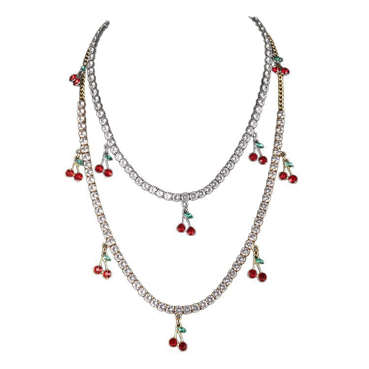 Moda nuevo collar de cereza delicado colgante de diamante de diamante universal collar de diamante flash fábrica de venta directa inswind image 6