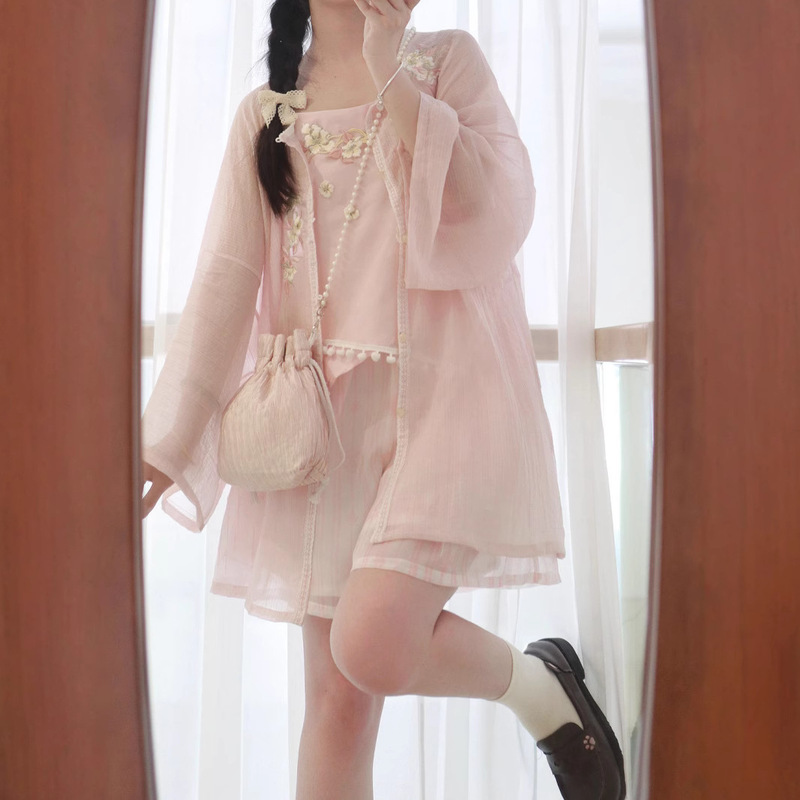 New Chinese Style Improved Han Dynasty Women's Embroidered National Style Shirt Top Round Neck Spring and Summer New Style Can Be Worn Daily