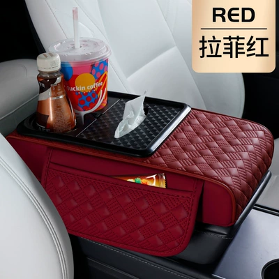 Bag, Car Interior Accessories, Armrest box - rhombus-pattern-4-in-1-lafite-red