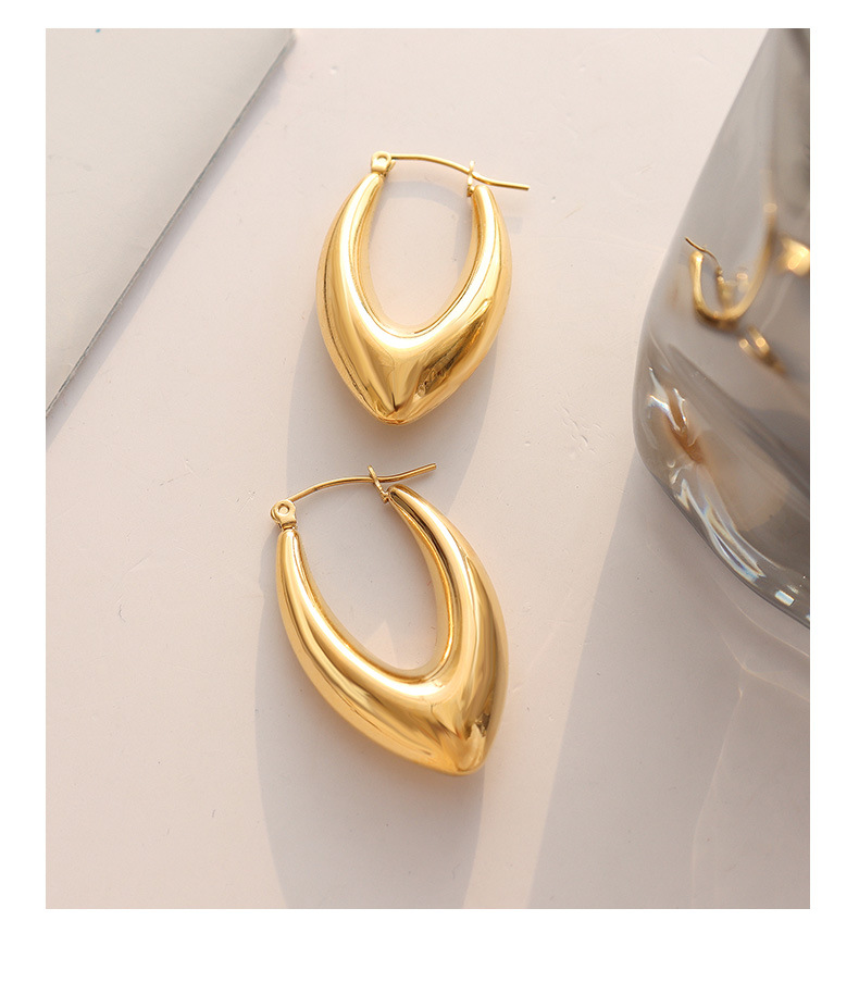 Pendientes Geométricos En Forma De U De Titanio De Acero Chapado En Oro De Moda Para Mujer display picture 4