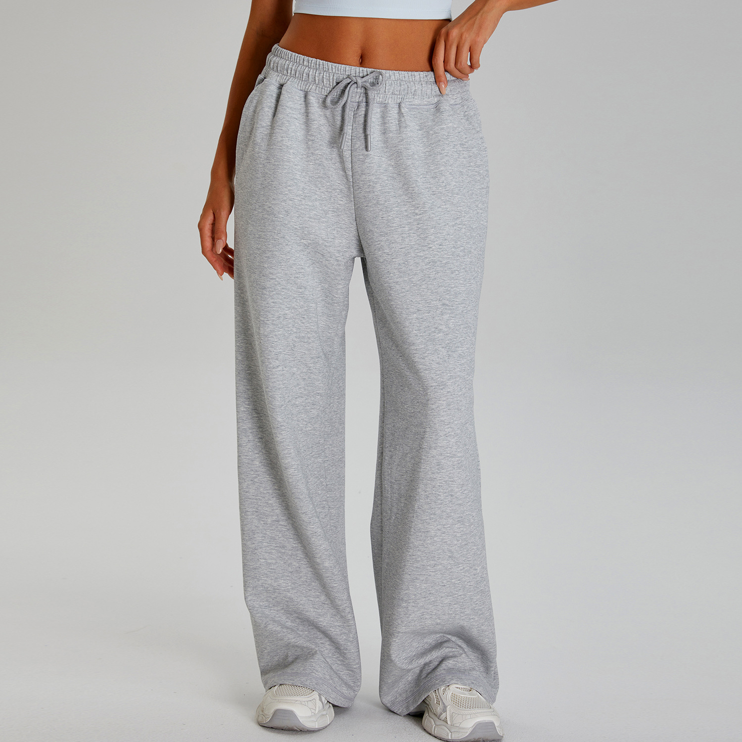 Pantalones deportivos delgados y ligeros transfronterizos, pantalones anchos casuales sueltos, pantalones de fitness con cordón elástico para deportes al aire libre para mujer