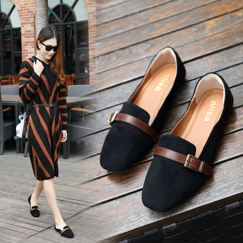 2024 весна, новый плоский каблук, женские однослойные туфли больших размеров, с квадратным носком и глубоким ртом, молочная обувь на тонком ремешке, рабочая обувь, женская Однослойная обувь