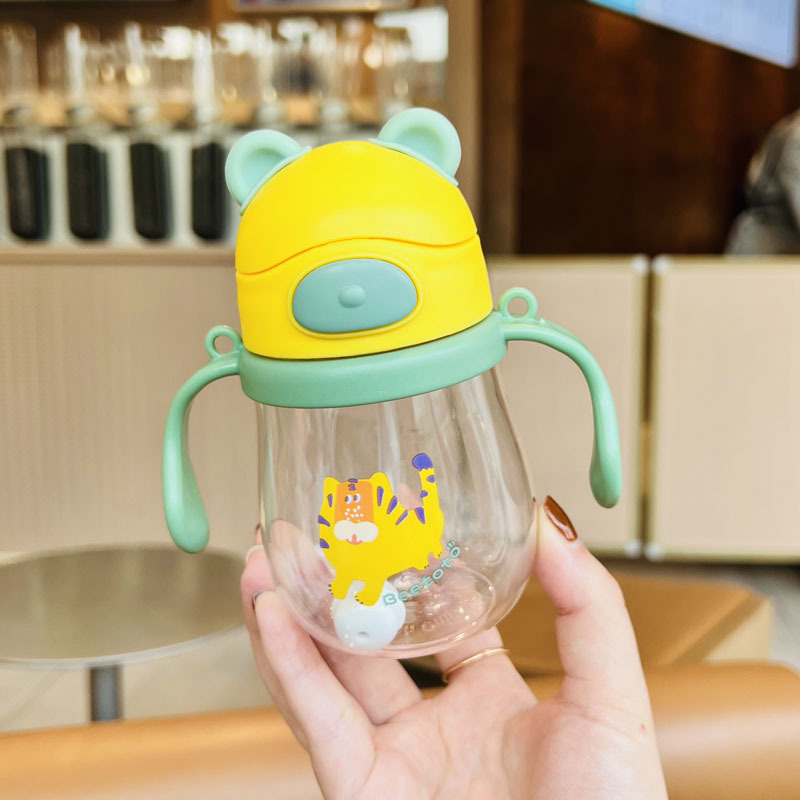 Taza de plástico para niños correa de Asa giratoria de doble uso taza de bebida para niños
