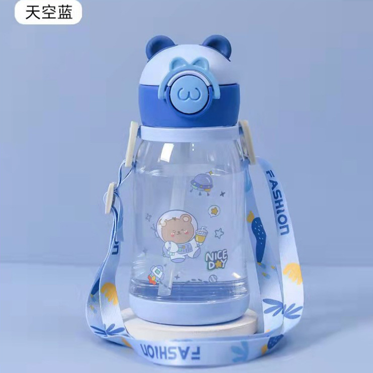 Taza de plástico para niños correa de Asa giratoria de doble uso taza de bebida para niños Linda paja de plástico Copa de fábrica