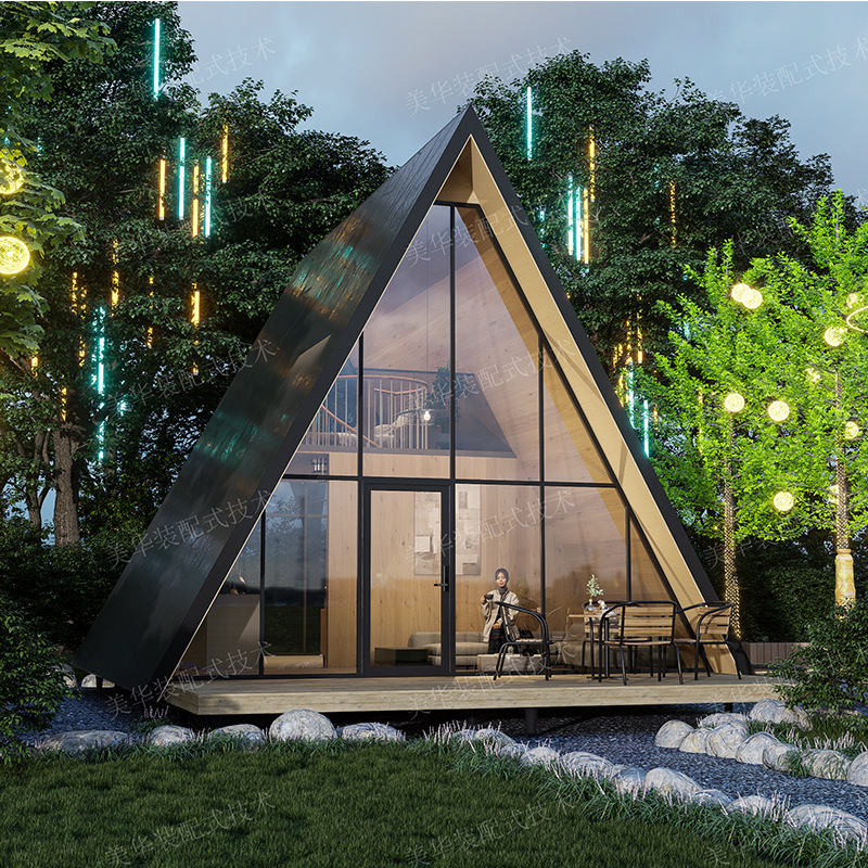 Red de Internet Casa triangular al aire libre Cápsula espacial preestablecida Casa de familia creativa Edificio prefabricado móvil Casa triangular al aire libre