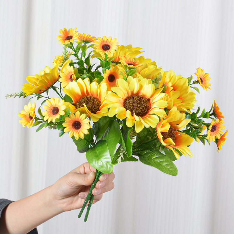 Girasol artificial flor seda decoración boda y hogar