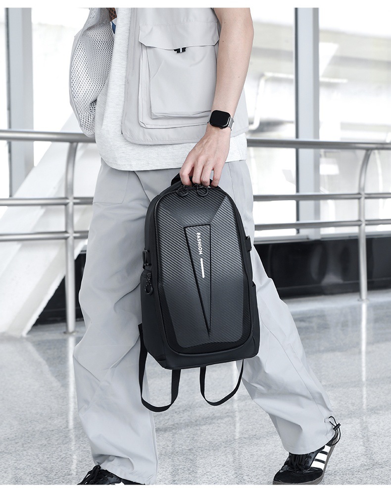 Cross-border hard-shell men's large-capacity backpacks, water-repellent cycling motorcycle backpacks, anti-collision business computer bags undefined