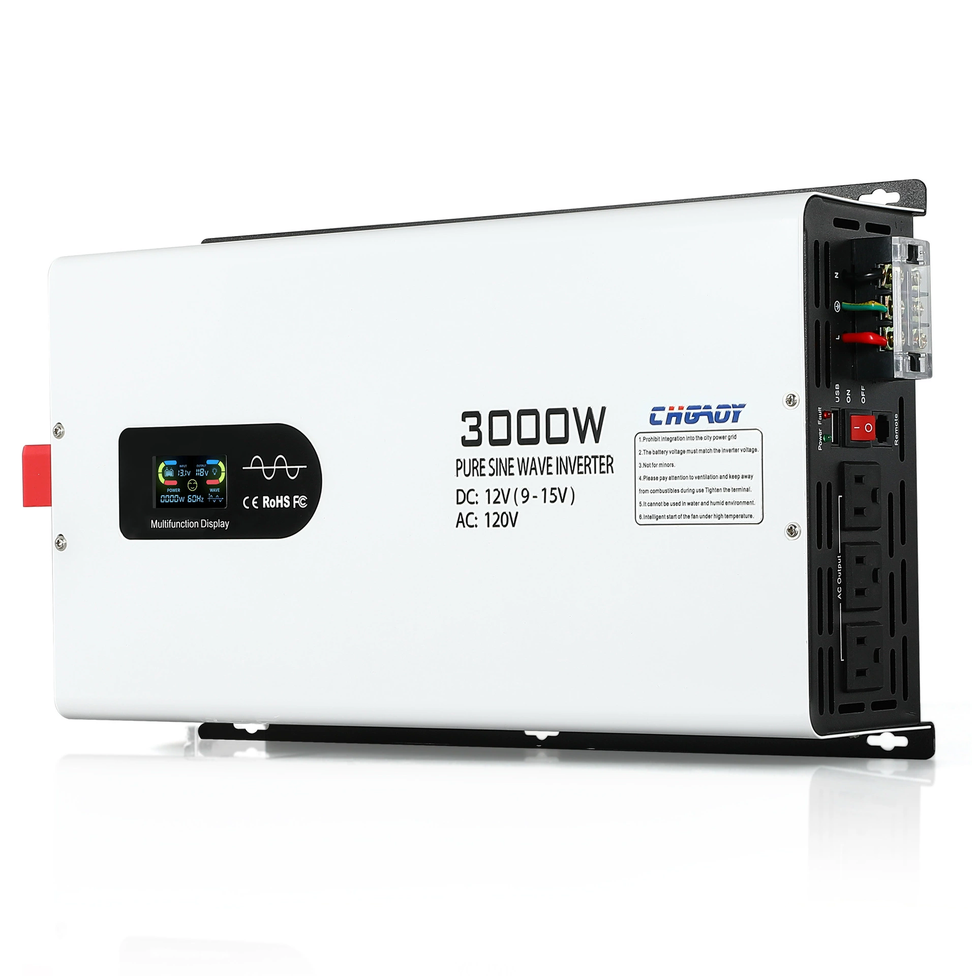 Чистый передний -струна волна трансформатор 3000W с ЖК-дисплеем основание питание Европейский регулятор инвертор с умным беспроводным пультом управления