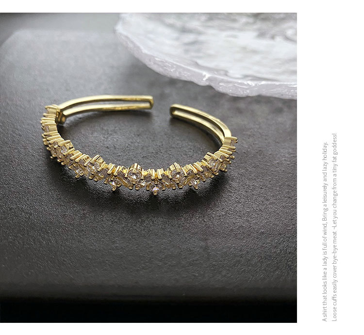 17g Weight Zircon Insert Material 1 Piece Ins Style Round Alloy Copper Inlay Zircon Women's Bangle